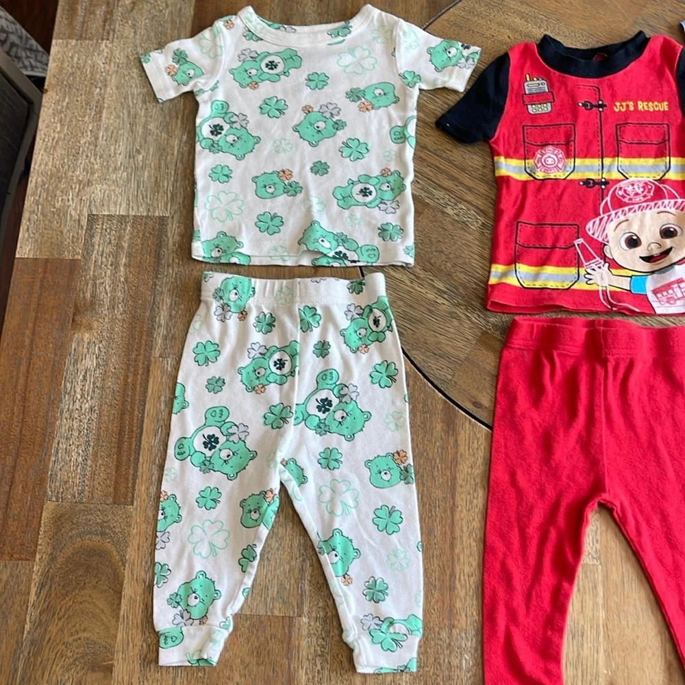 Kids‎ Pajama Set Bundle 12M CoComelon Firefighter Care Bears Gerber Surf 3-Pack